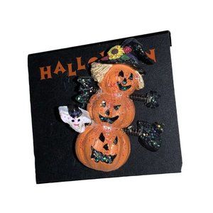 Halloween Pumpkins ( snowman figure) Pin- glitter